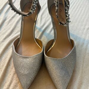 Glamorous Silver Heels with Rhinestone Ankle Straps